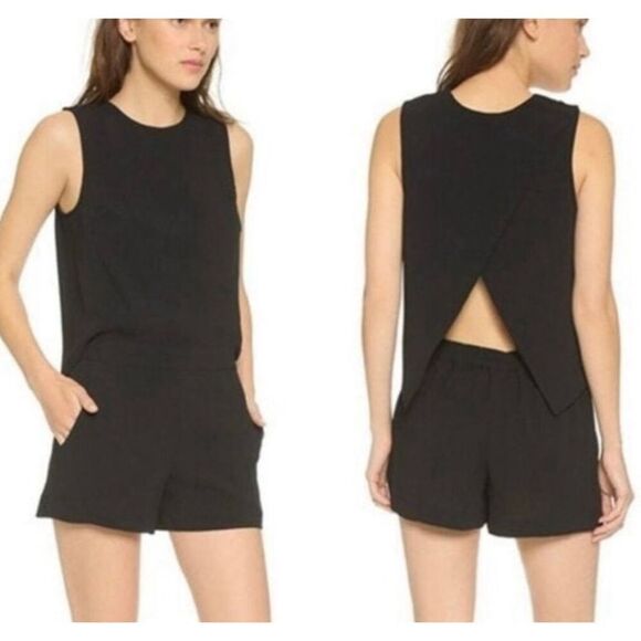 EUC! Club Monaco Sleeveless Black Flirty Open Back Romper - Size 0 - Picture 1 of 12